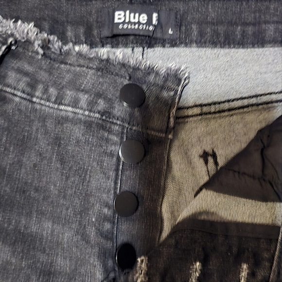 Blue B Collection Women's Black Beaded Fringe High-Waist Flared Jeans Size L - Picture 8 of 10